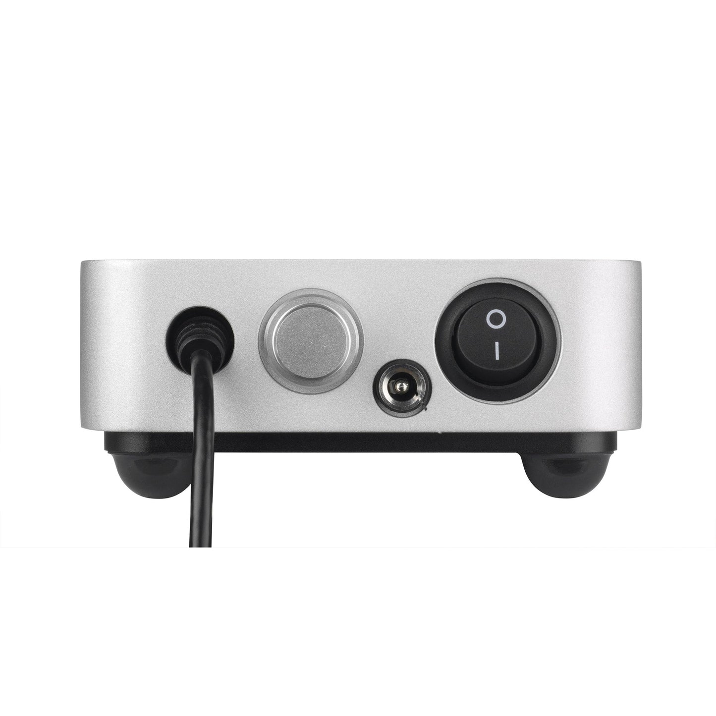 Clearaudio Smart Power 12V Akku-Netzteil Anschlussfeld silber, Netzschalter, DC-Buchse, Ladeanschluss