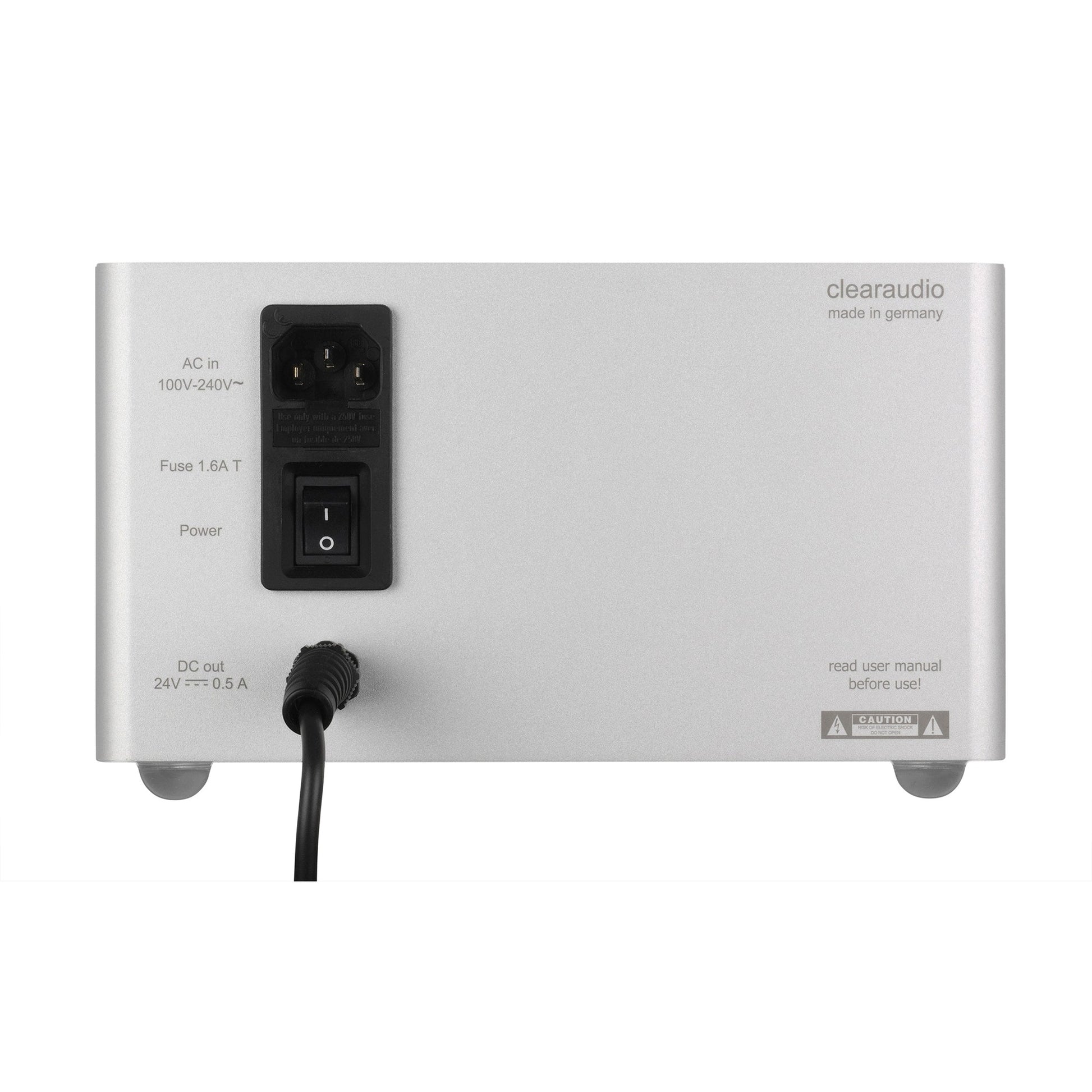 Clearaudio Smart Power 24V Ovation/Innovation Akku-Netzteil Anschlussfeld silber, AC-Eingang, DC-Ausgang