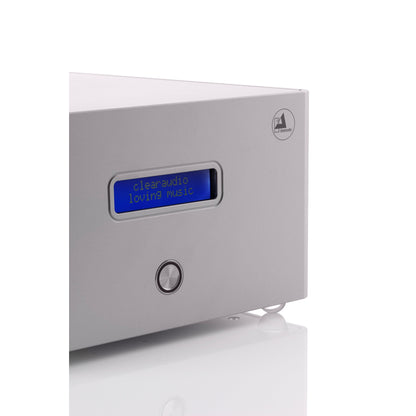 Clearaudio Smart Power 24V Ovation/Innovation Akku-Netzteil Displayansicht, silber, mit Bedientaster