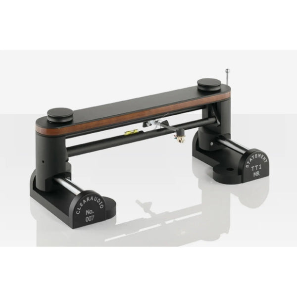 Clearaudio Statement TT1 MI Tangential-Tonarm in Holz/Schwarz, Schrägansicht mit montiertem Tonabnehmer