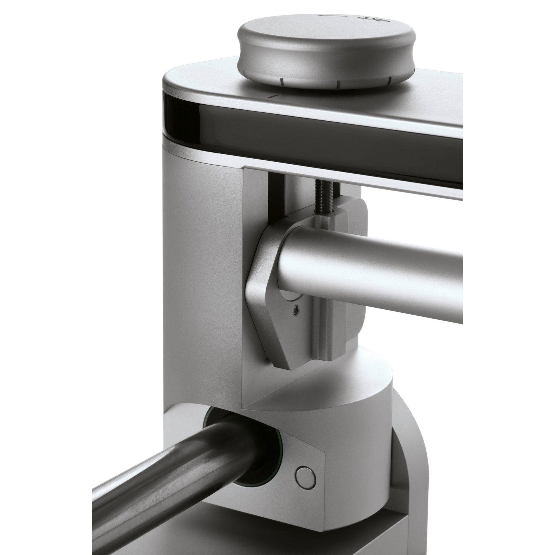 Clearaudio Statement TT1 MI Tangential-Tonarm Holz/Silber Detailansicht Lagerturm mit Führungsschiene