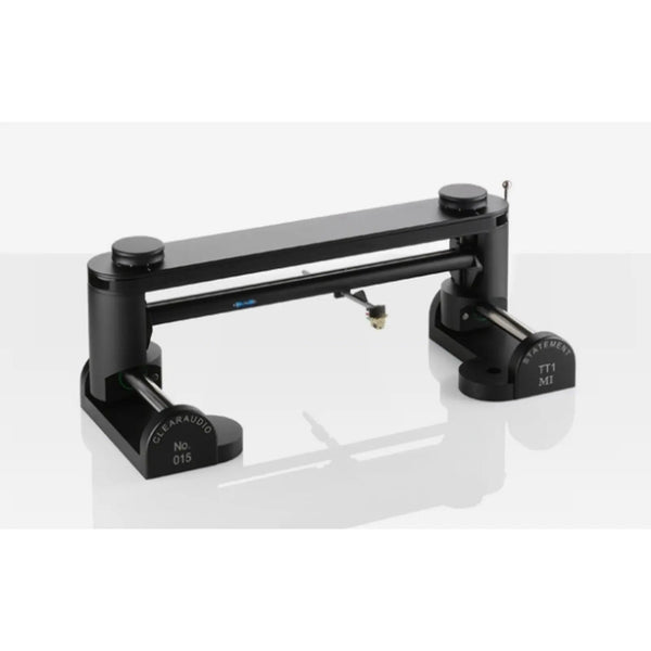 Clearaudio Statement TT1 MI Tangential-Tonarm in Schwarz, Schrägansicht mit montiertem Tonabnehmer