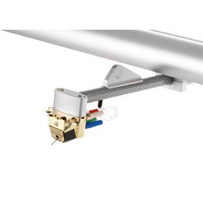 Clearaudio Statement TT1 Tangential-Tonarm Holz Detailansicht Tonarmrohr mit Tonabnehmer