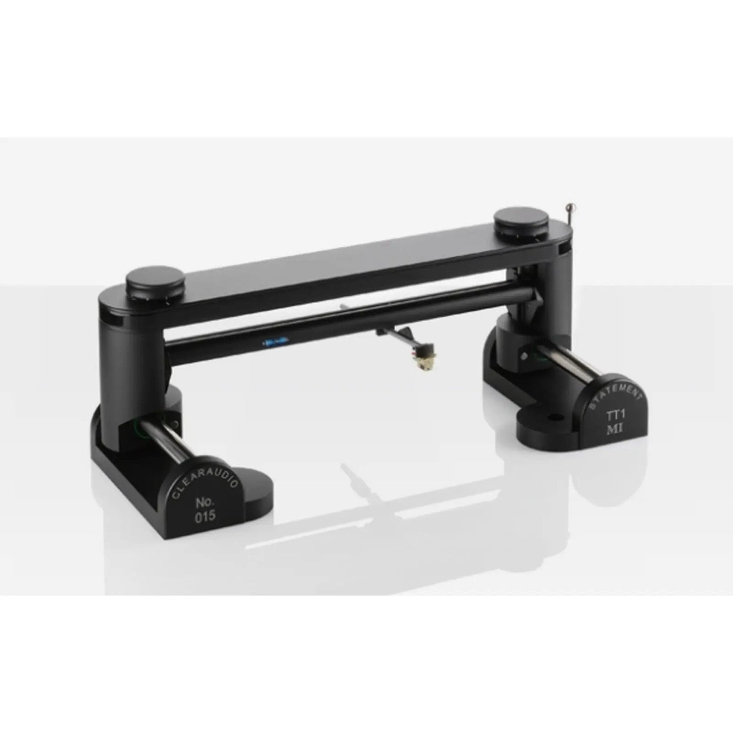 Clearaudio Statement TT1 Tangential-Tonarm in Schwarz, Schrägansicht mit montiertem Tonabnehmer