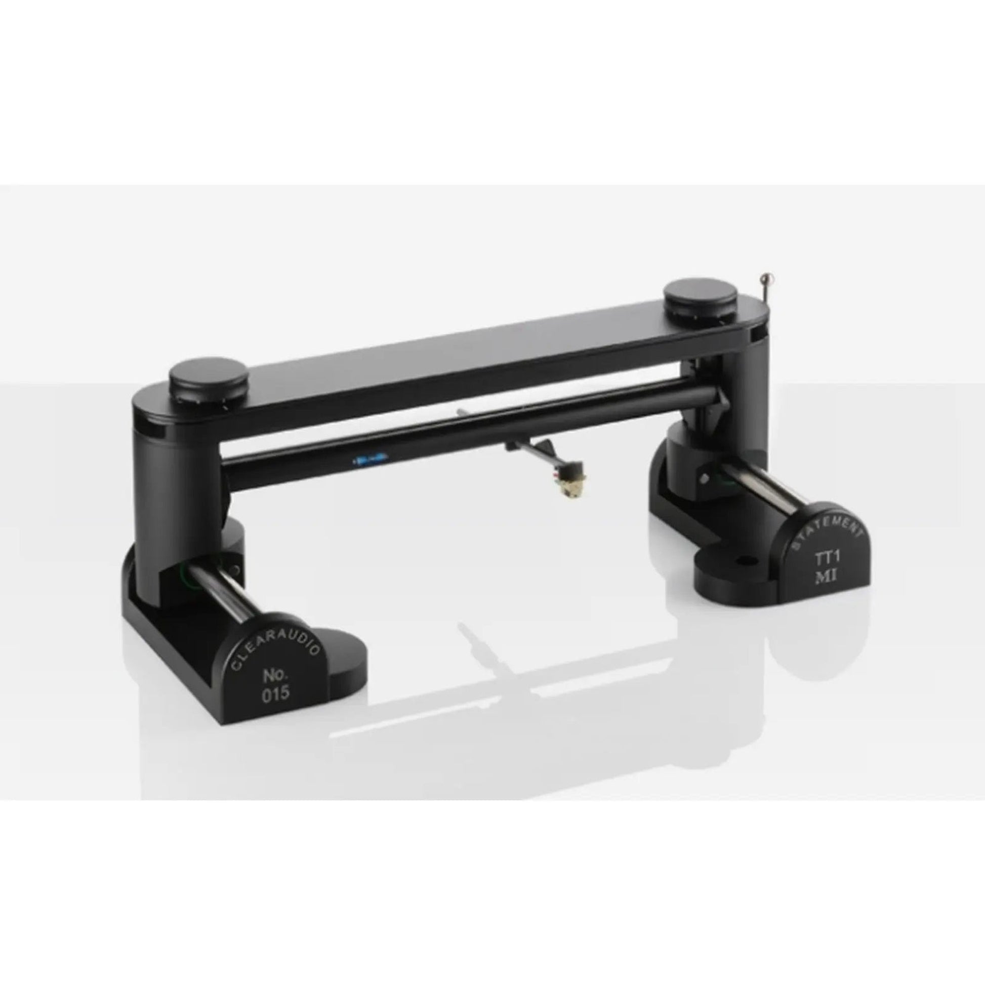 Clearaudio Statement TT1 Tangential-Tonarm in Schwarz, Schrägansicht mit montiertem Tonabnehmer