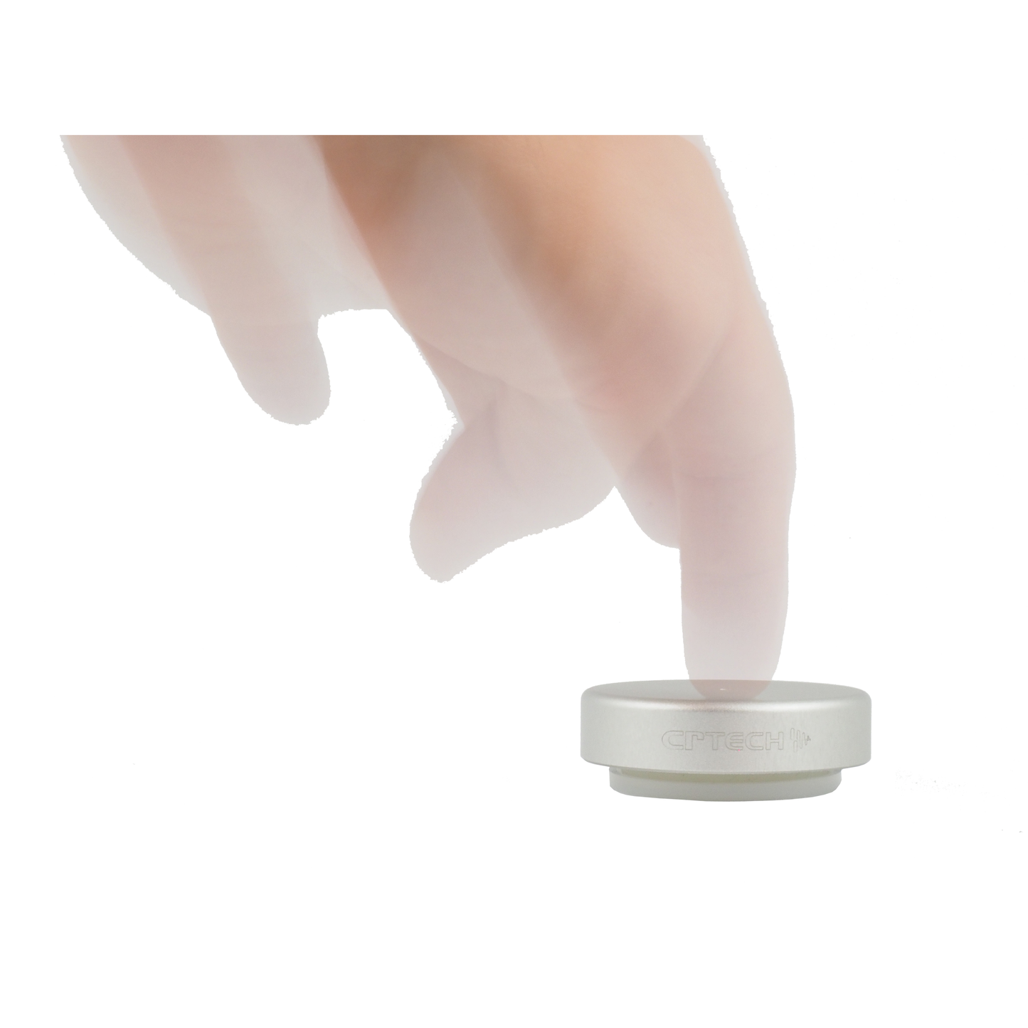 CR-Tech Sound Supports 5017 Spike-Untersetzer Silber, Fingerdruck auf die Oberseite, Detailansicht