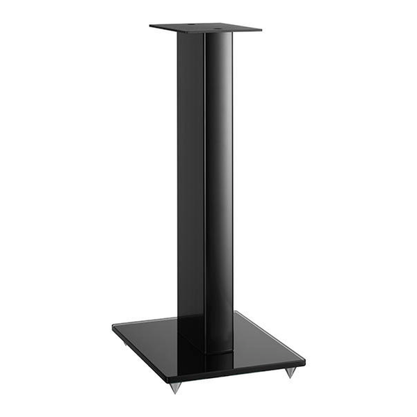DALI Connect E-601 Lautsprecherständer Schwarz Schrägansicht, Standfuß mit Glas-Bodenplatte