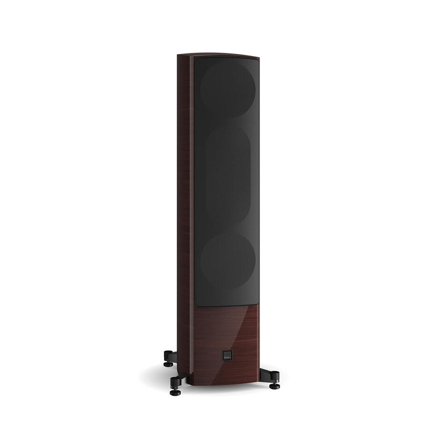 DALI Epikore 9 Standlautsprecher Hochglanz Maroon Frontansicht mit Frontabdeckung