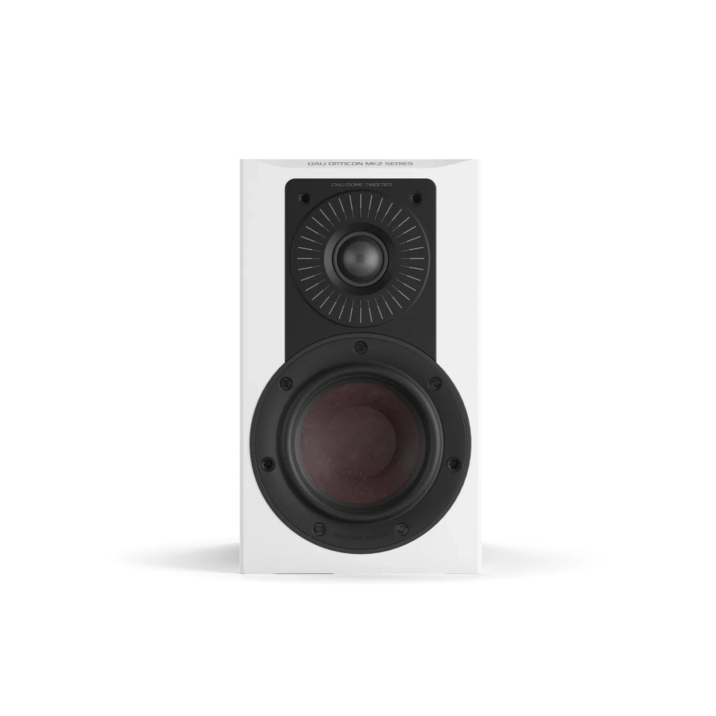 DALI Opticon 1 MK2 Regallautsprecher Weiss Frontansicht ohne Frontbespannung