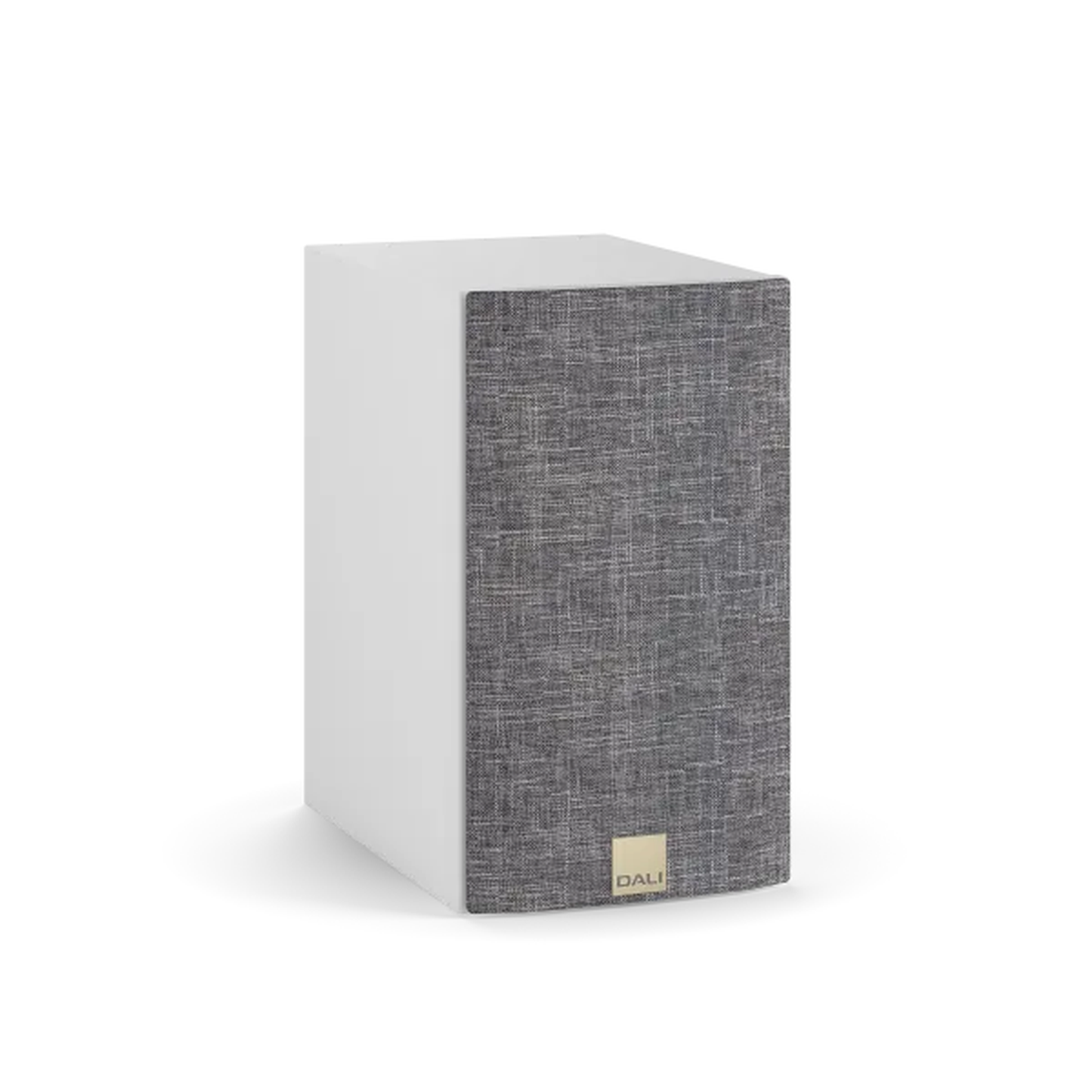 DALI Opticon 1 MK2 Regallautsprecher Weiss Schrägansicht mit hellgrauer Frontbespannung