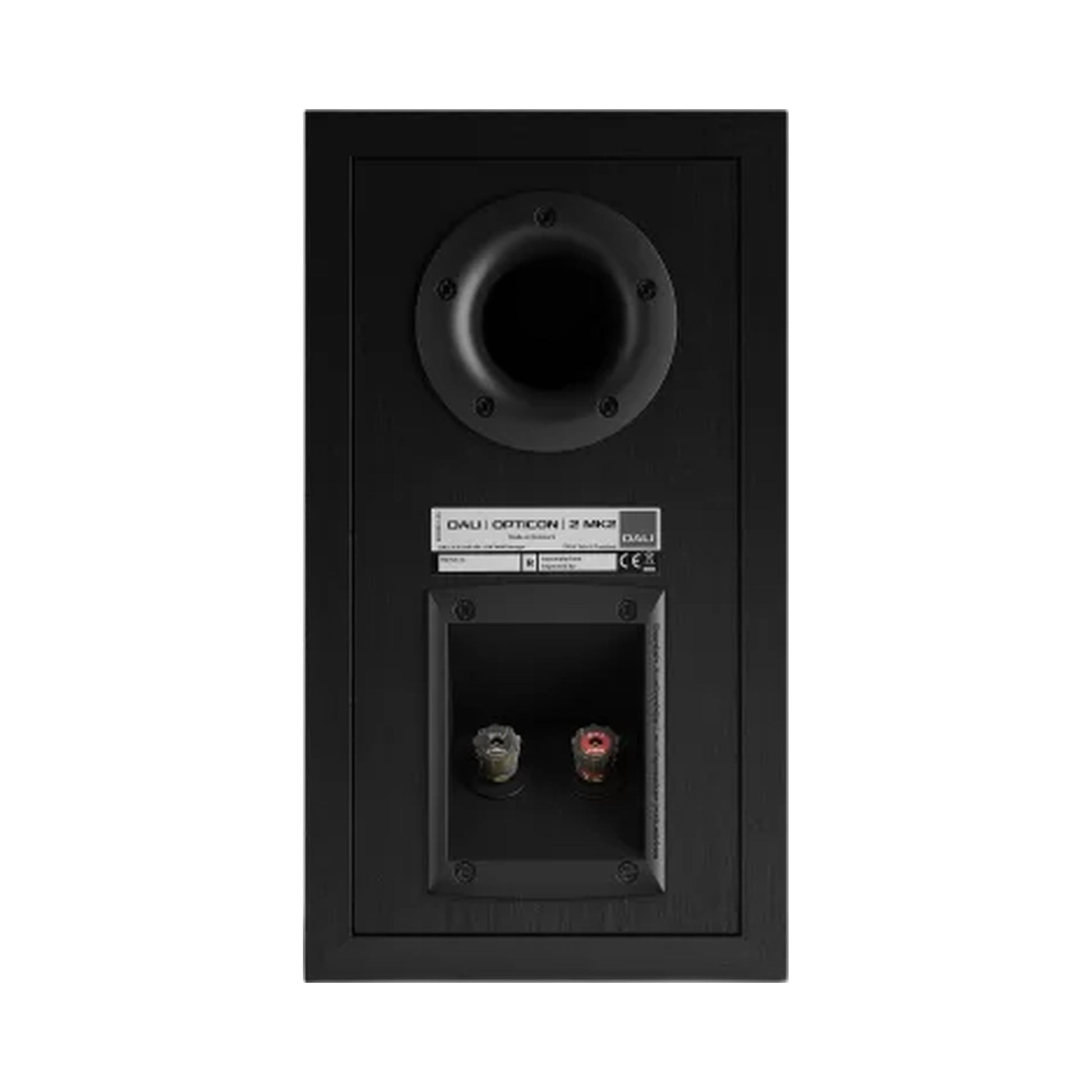 DALI Opticon 2 MK2 Regallautsprecher Schwarz Rückansicht Anschlussterminal