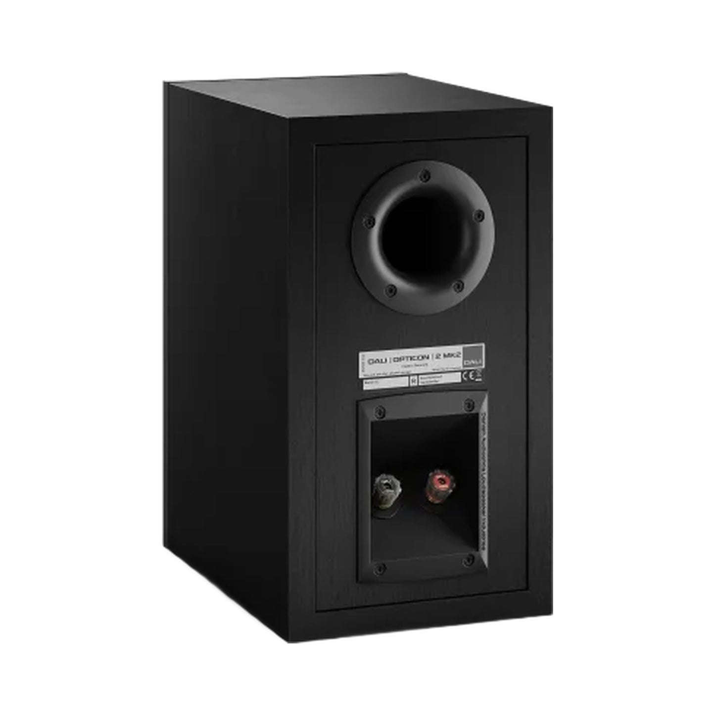 DALI Opticon 2 MK2 Regallautsprecher Schwarz Schrägansicht von hinten