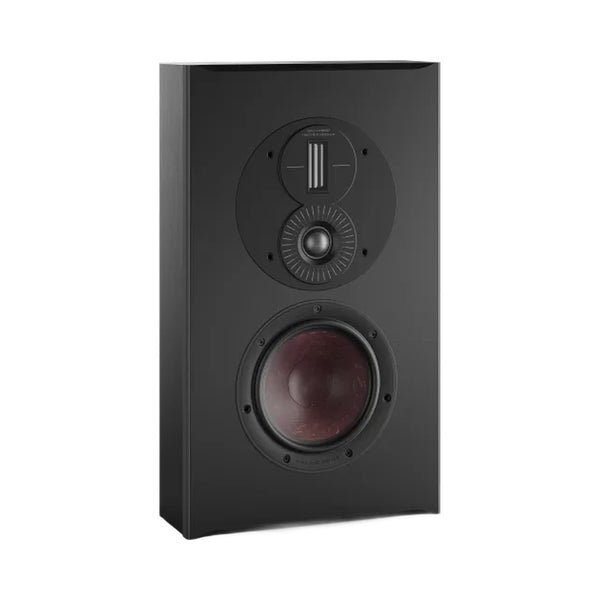 DALI Opticon LCR MK2 On-Wall-Lautsprecher Schwarz Schrägansicht ohne Frontbespannung