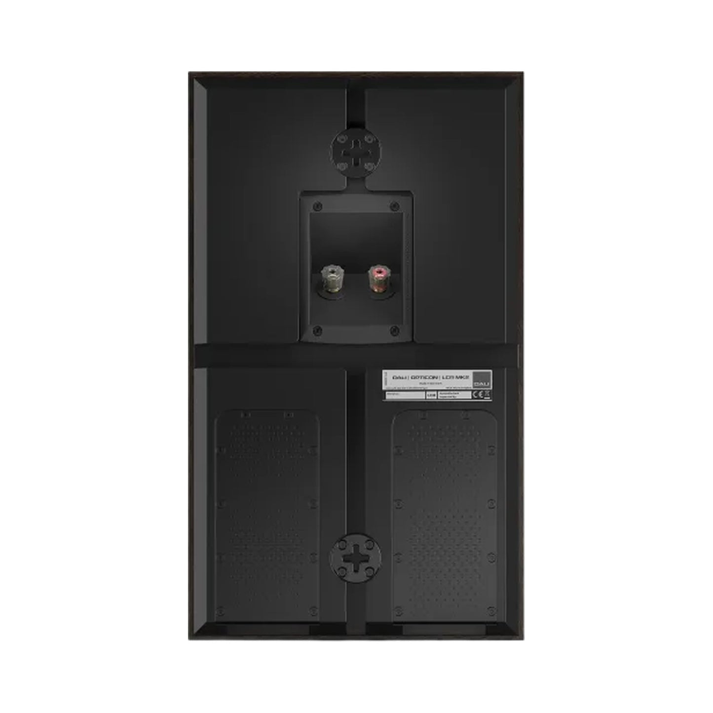 DALI Opticon LCR MK2 On-Wall-Lautsprecher Tabak-Eiche Rückansicht Anschlussterminal