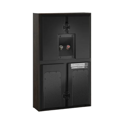 DALI Opticon LCR MK2 On-Wall-Lautsprecher Tabak-Eiche Schrägansicht Anschlussterminal