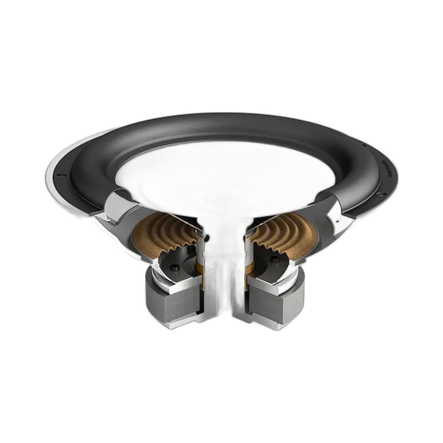 DALI Sub E-12 F Aktiv-Subwoofer Schwarz Aufbauzeichnung Schnittmodell Antriebssystem