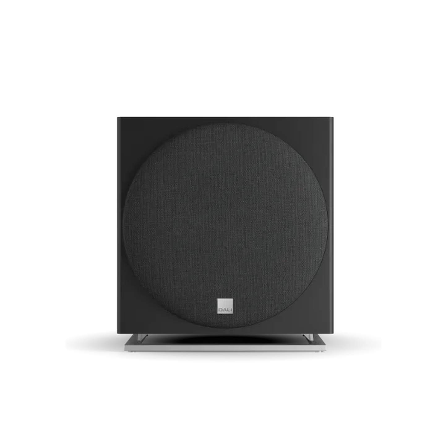 DALI Sub E-12 F Aktiv-Subwoofer Schwarz Frontansicht mit Frontbespannung