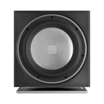 DALI Sub E-12 F Aktiv-Subwoofer Schwarz Frontansicht ohne Frontbespannung