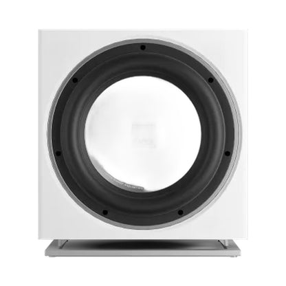 DALI Sub E-12 F Aktiv-Subwoofer Weiss Frontansicht ohne Frontbespannung