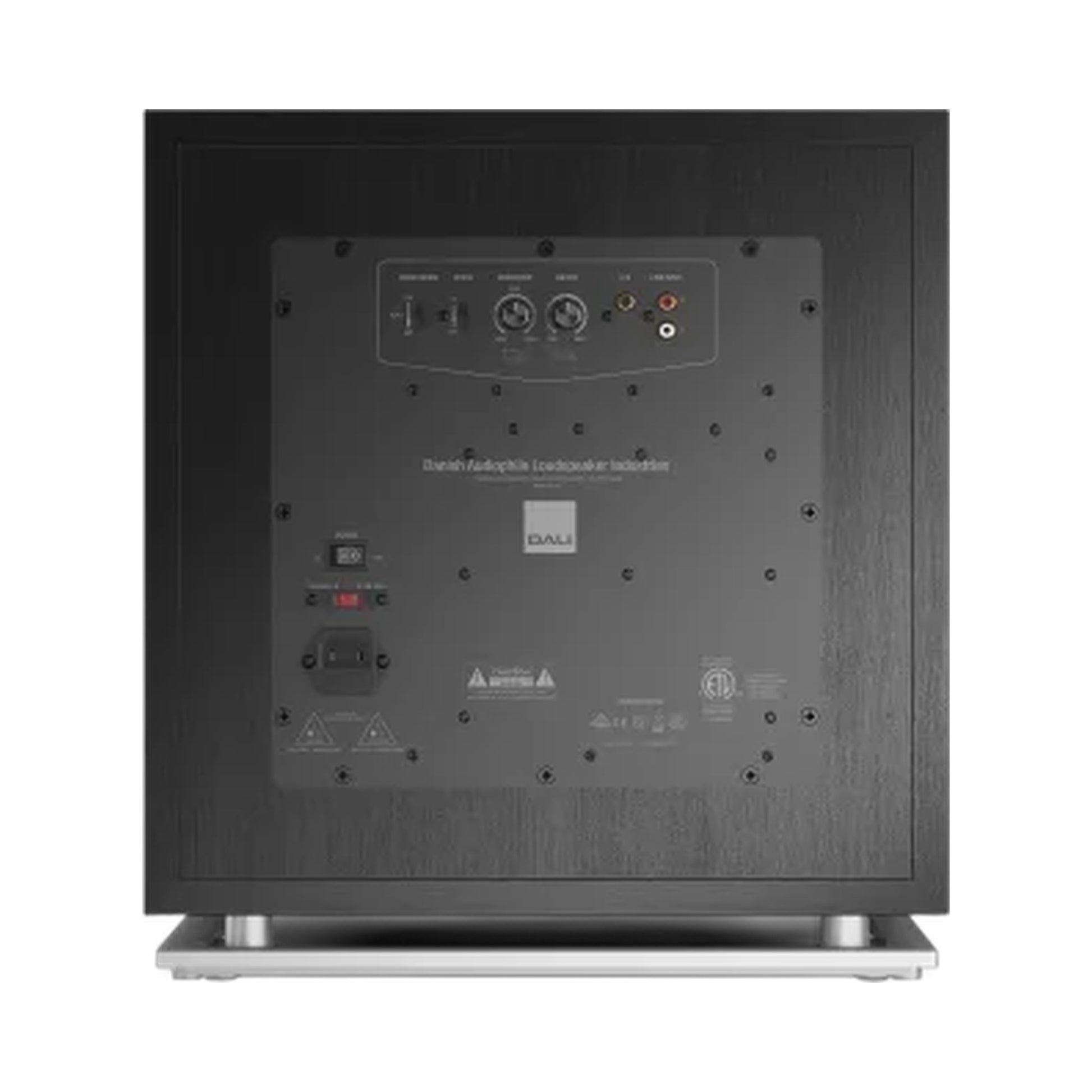DALI Sub K-14 F Aktiv-Subwoofer Schwarz Anschlussfeld mit Reglern und Cinch-Anschlüssen