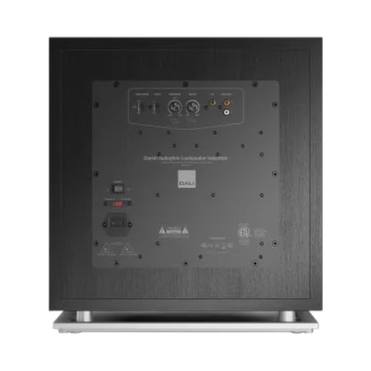 DALI Sub K-14 F Aktiv-Subwoofer Schwarz Anschlussfeld mit Reglern und Cinch-Anschlüssen