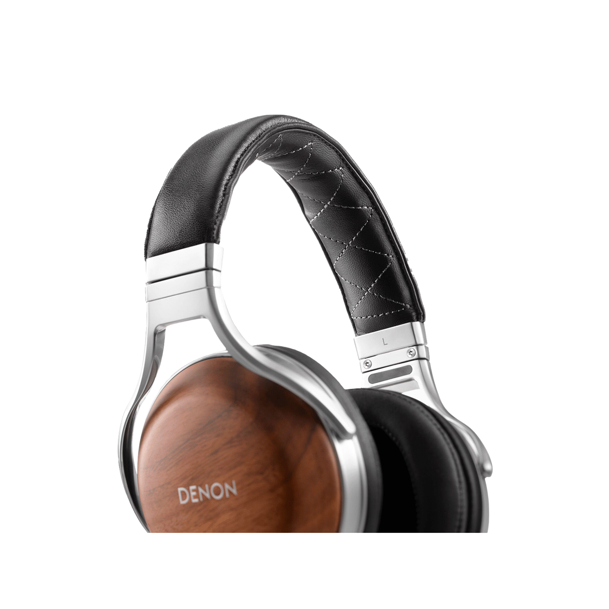 Denon AH-D7200 Over-Ear-Kopfhörer, Detailansicht Kopfbügel und Gehäuse in Walnuss