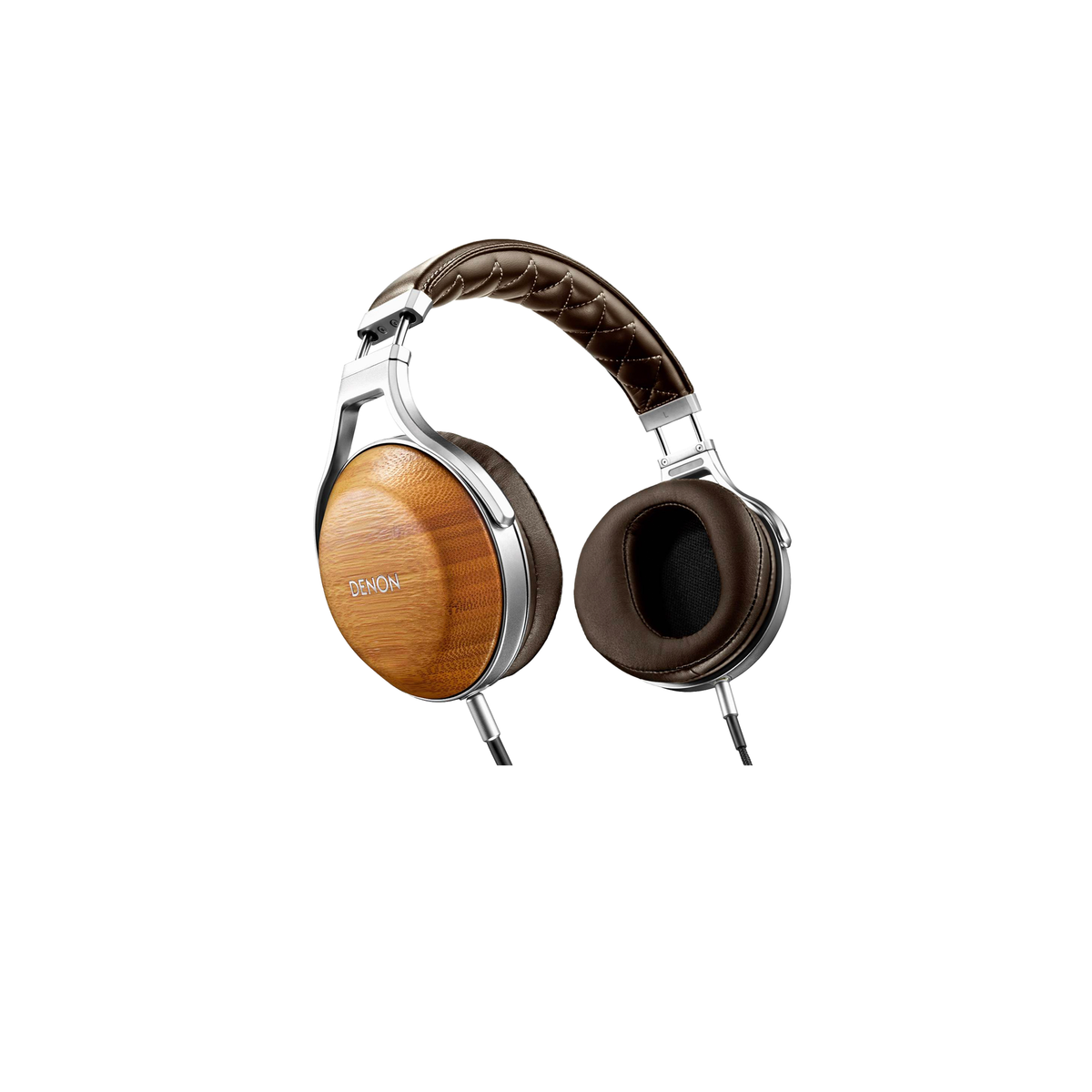 Denon AH-D9200 Over-Ear-Kopfhörer, Schrägansicht mit Massivholz-Gehäuse