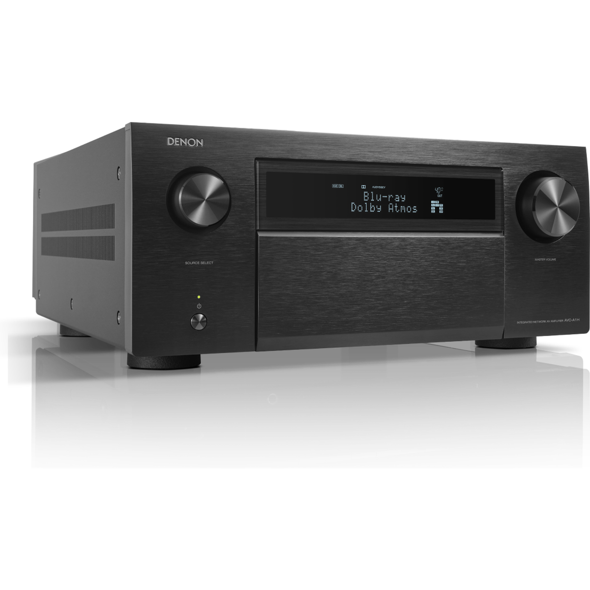 Denon AVC-A1H AV-Receiver Schrägansicht mit Frontblende und Bedienelementen