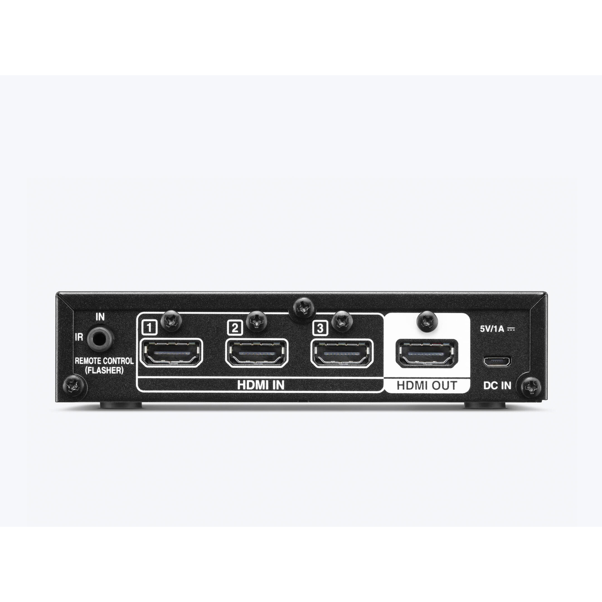 Denon AVS-3 8K-HDMI-Switch, Rückansicht mit HDMI-Anschlüssen (Herstellerfoto)