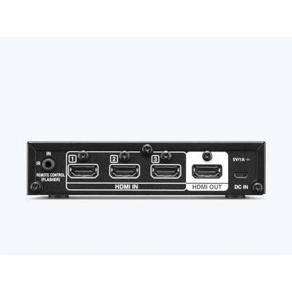 Denon AVS-3 8K-HDMI-Switch, Rückansicht mit HDMI-Anschlüssen (Herstellerfoto)