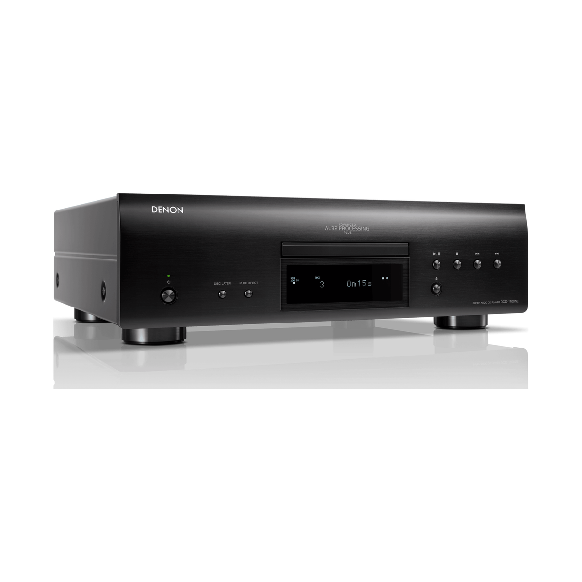 Denon DCD-1700NE CD/SACD-Player, Schwarz Schrägansicht