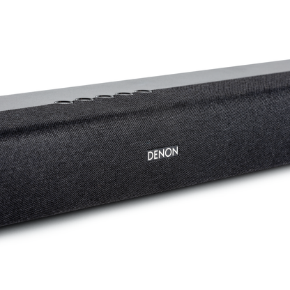 Denon DHT-S218 Soundbar Detailansicht Bedientasten und Denon-Logo