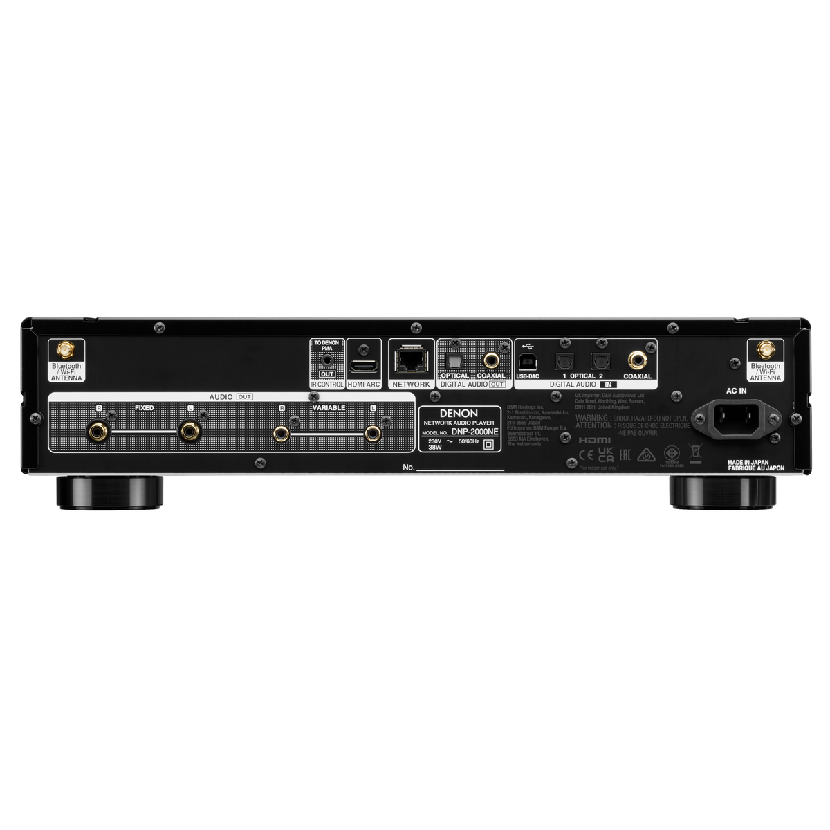 Denon DNP-2000NE Hi-Res-Audio-Streamer Rückansicht Anschlüsse HDMI Netzwerk USB Bluetooth