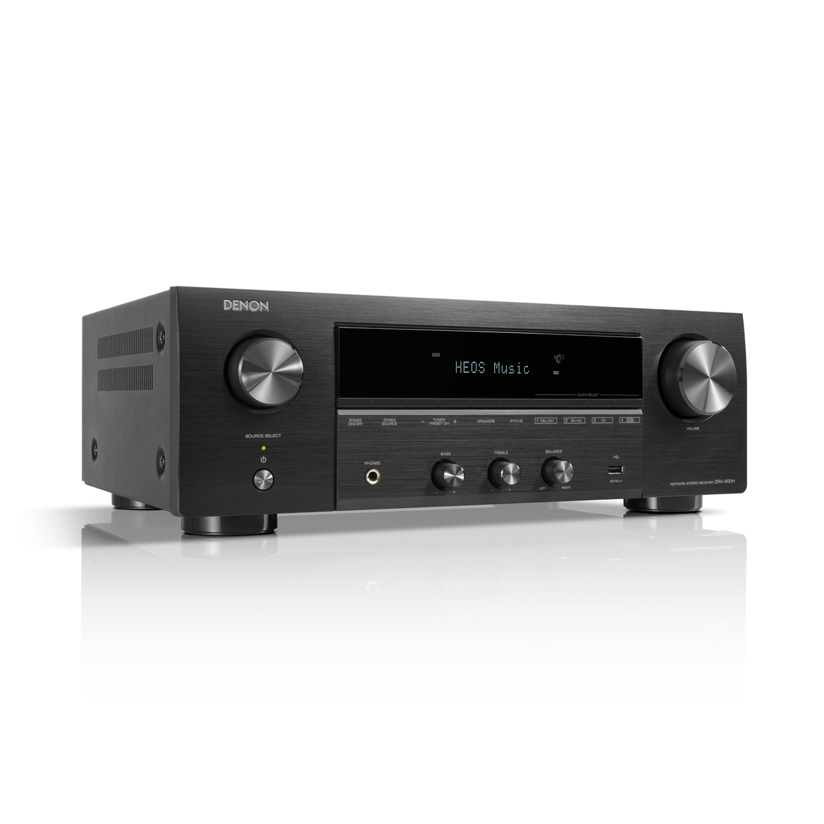 Denon DRA-900H Stereo-Receiver Schrägansicht mit WLAN-Antennen