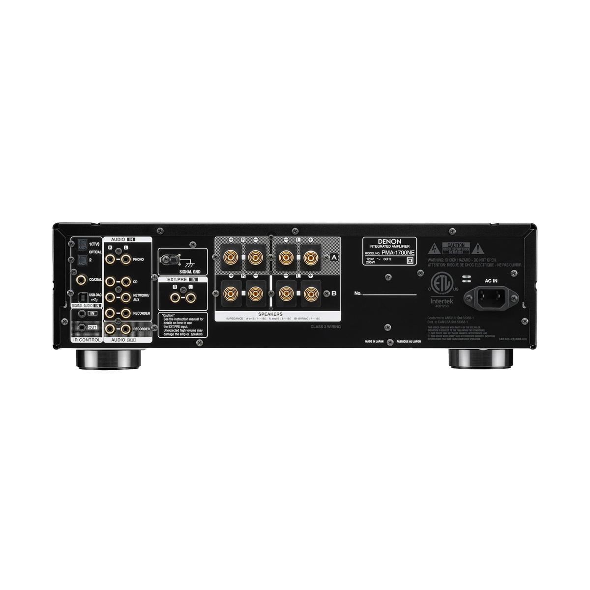 Denon PMA-1700NE Stereo-Vollverstärker Rückansicht mit Lautsprecher- und Phono-Anschlüssen