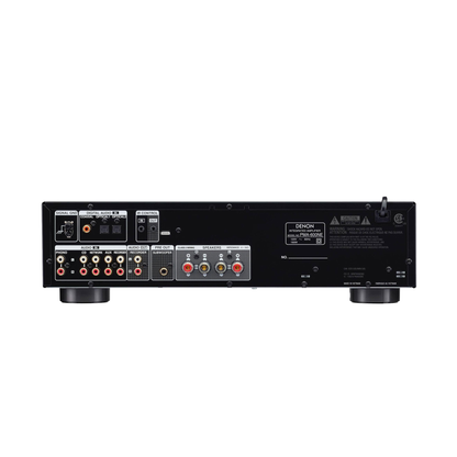 Denon PMA-600NE Stereo-Vollverstärker Rückansicht mit Cinch-Eingängen, Vorverstärkerausgang und Lautsprecherklemmen