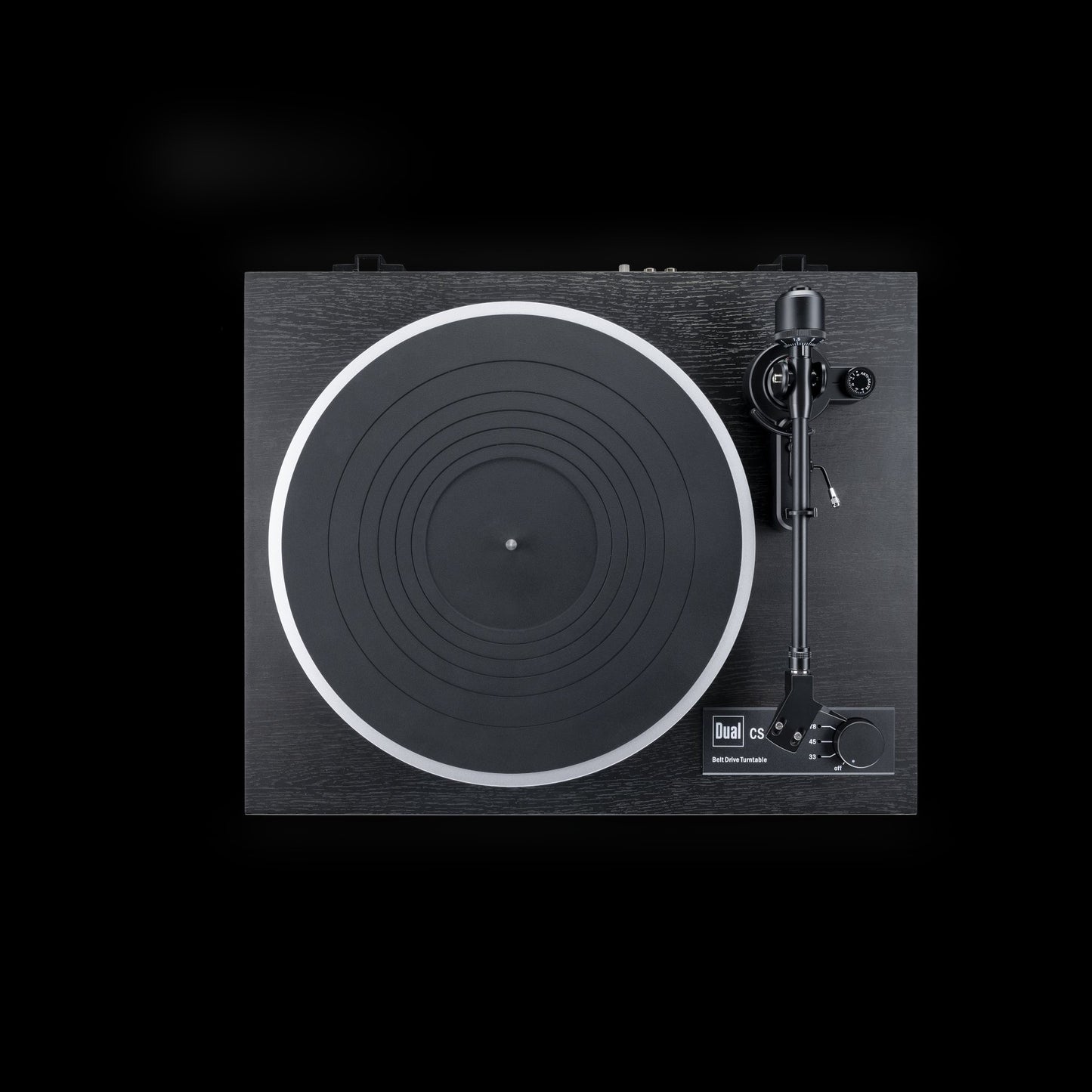 Dual CS 418 Plattenspieler Draufsicht mit Tonarm und Plattenteller