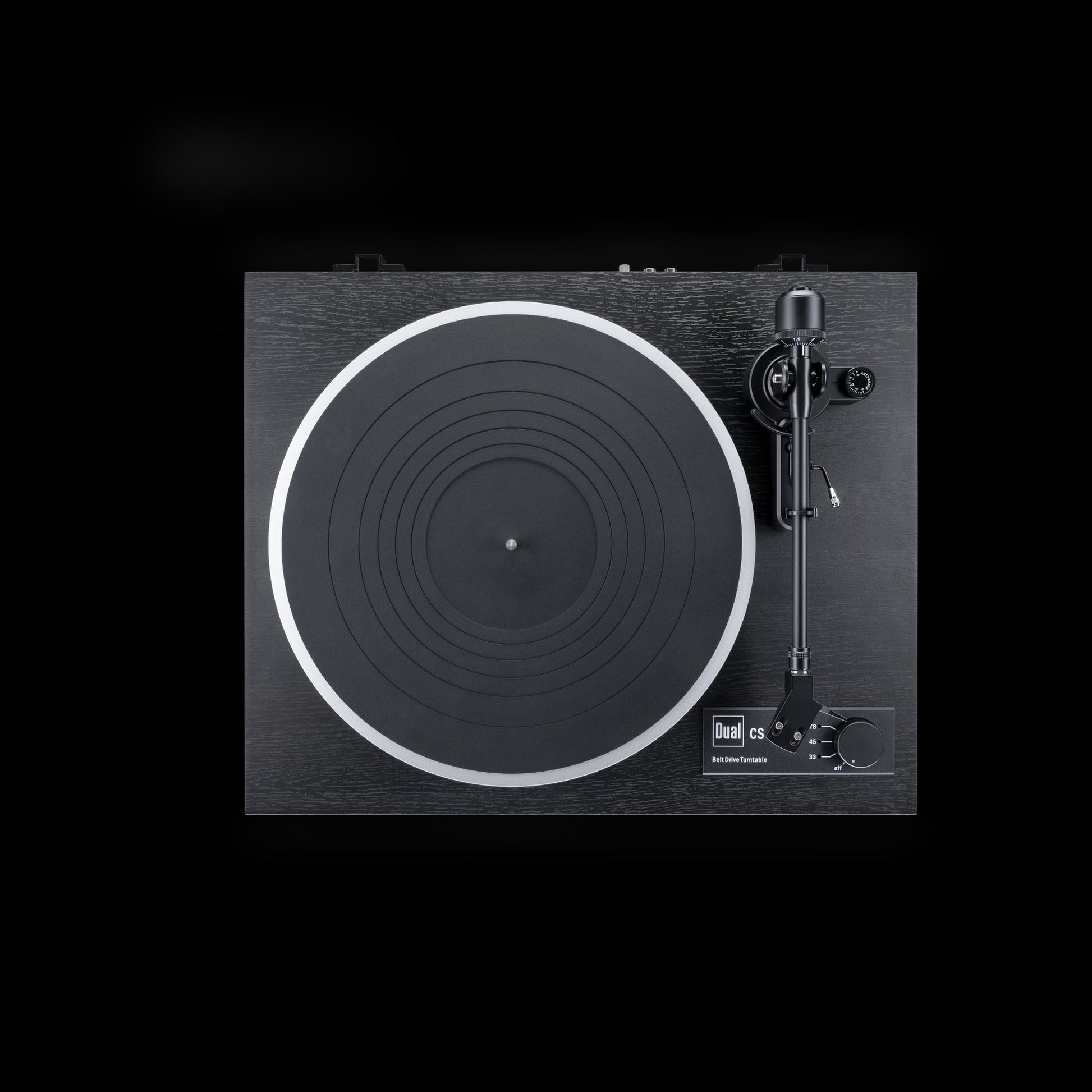 Dual CS 418 Plattenspieler Draufsicht mit Tonarm und Plattenteller