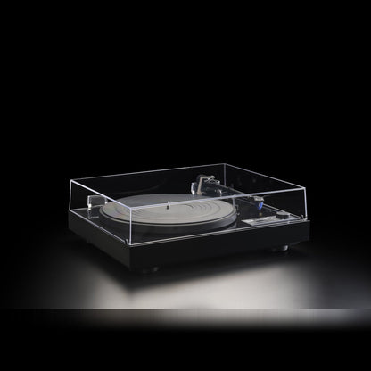 Dual CS 618Q Plattenspieler Schrägansicht Schwarz Hochglanz seitliche Perspektive