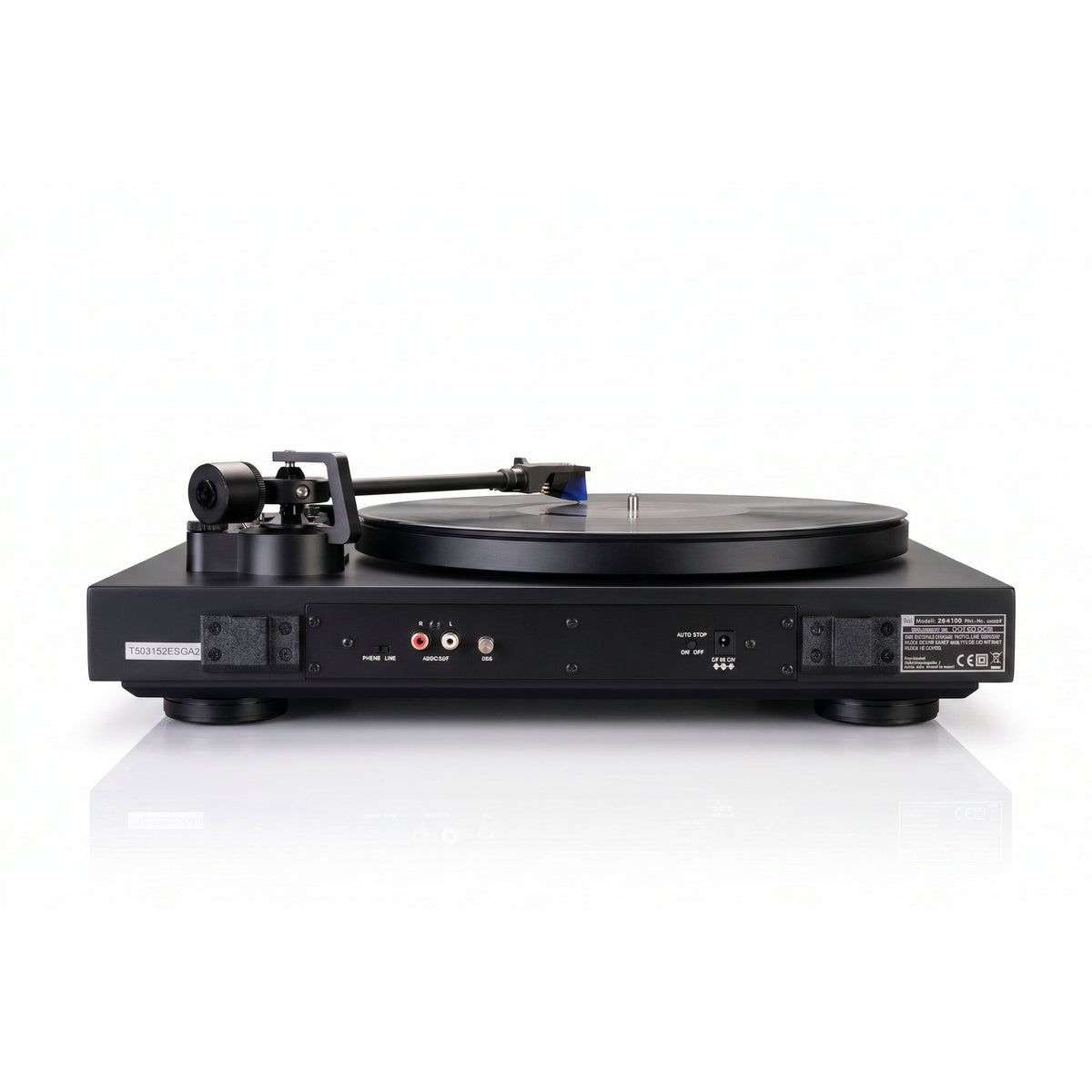 Dual CS 618Q Plattenspieler Rückansicht Schwarz matt mit Anschlussfeld