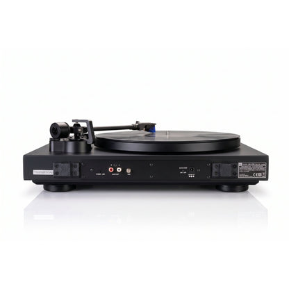 Dual CS 618Q Plattenspieler Rückansicht Schwarz matt mit Anschlussfeld
