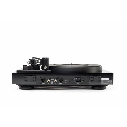 Dual CS 718Q Plattenspieler Rückansicht mit Anschlussfeld (XLR balanced, Cinch, Netzanschluss)