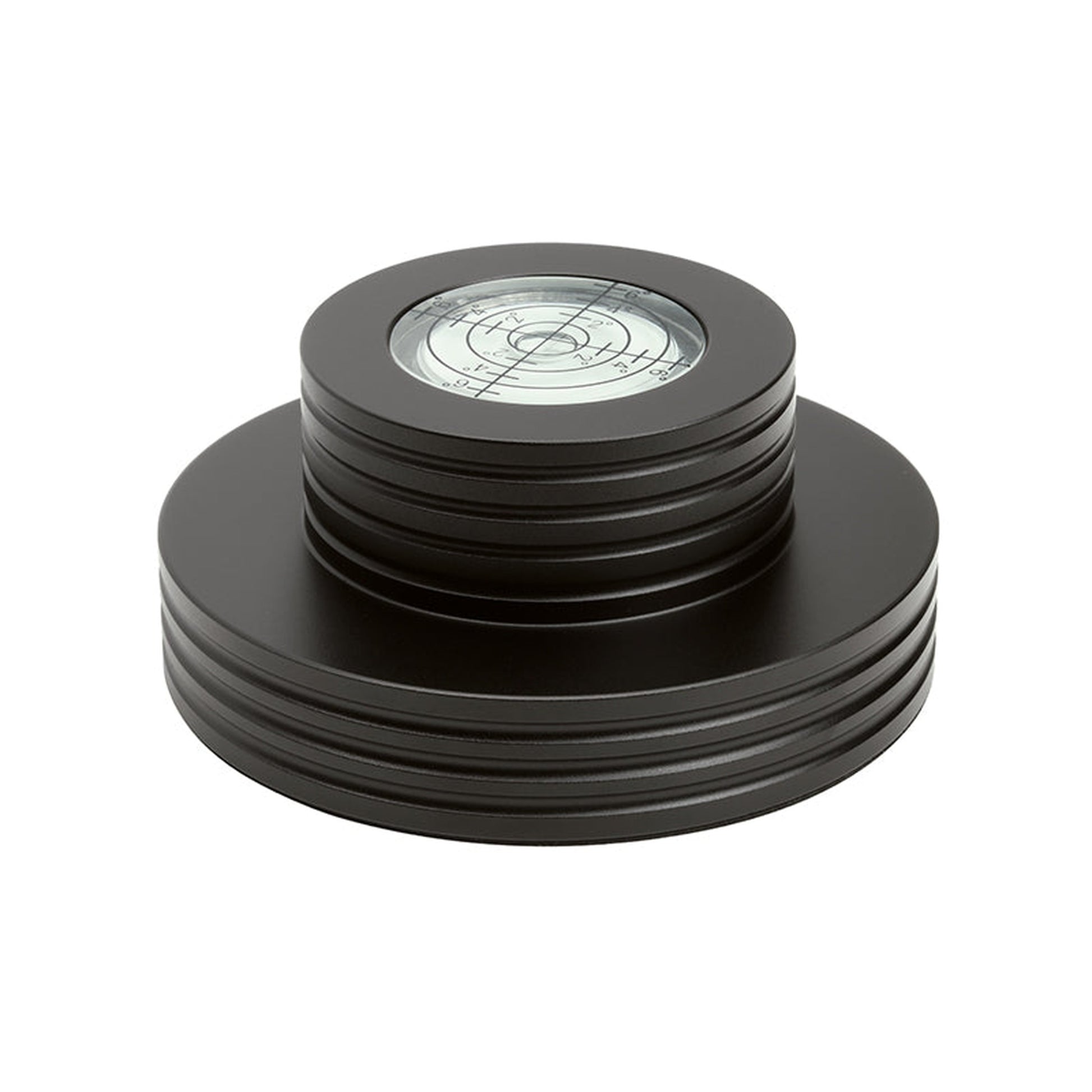 Dynavox PST300 Plattengewicht Stabilizer Schwarz Schrägansicht mit Libelle auf der Oberseite
