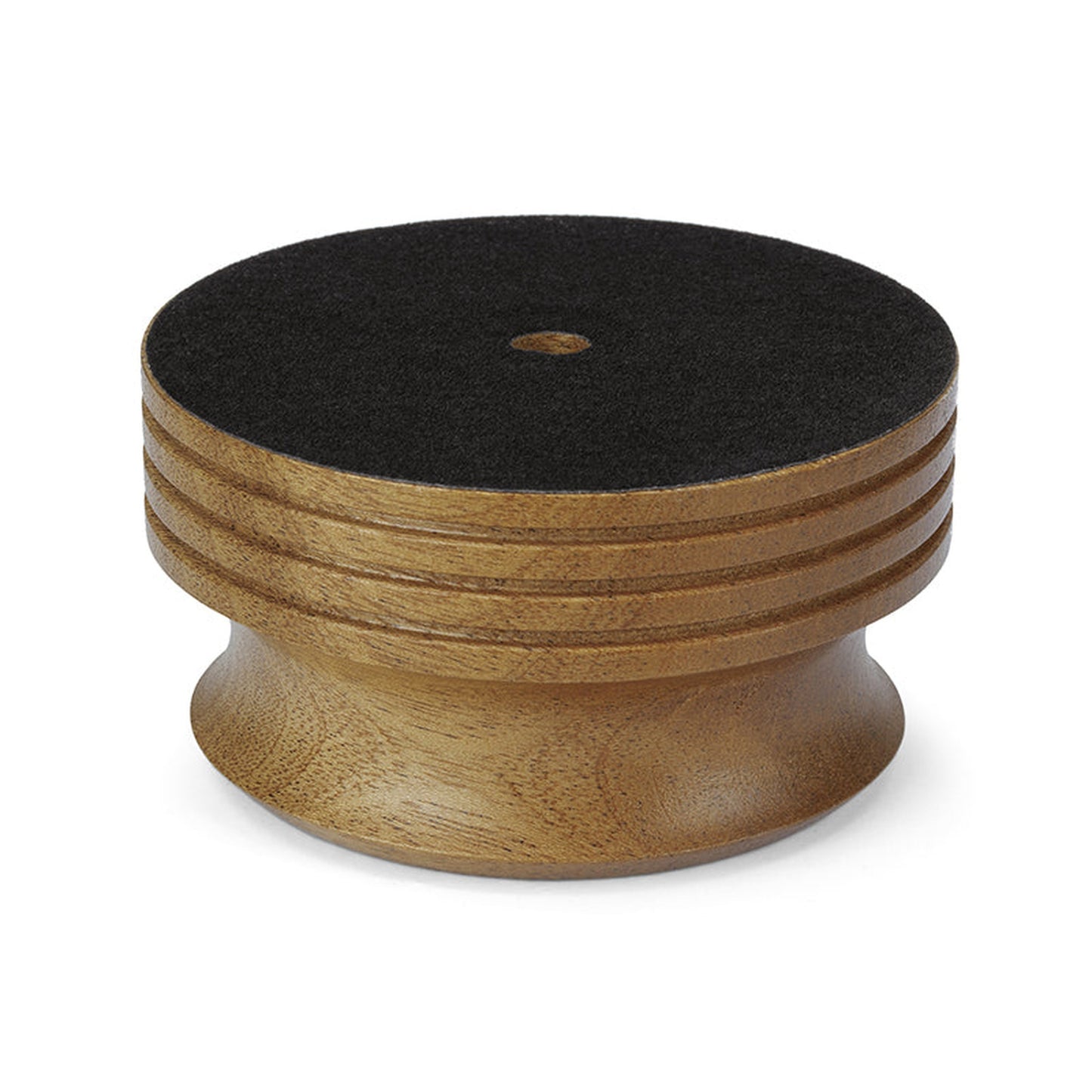 Dynavox PST300W Plattengewicht Stabilizer Holz Sapelli Detailansicht Filzauflage an der Unterseite