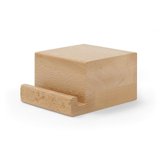 Dynavox Schallplatten-Cover-Ständer Buche massiv Schrägansicht des Buchenholzblocks mit Auflagenut