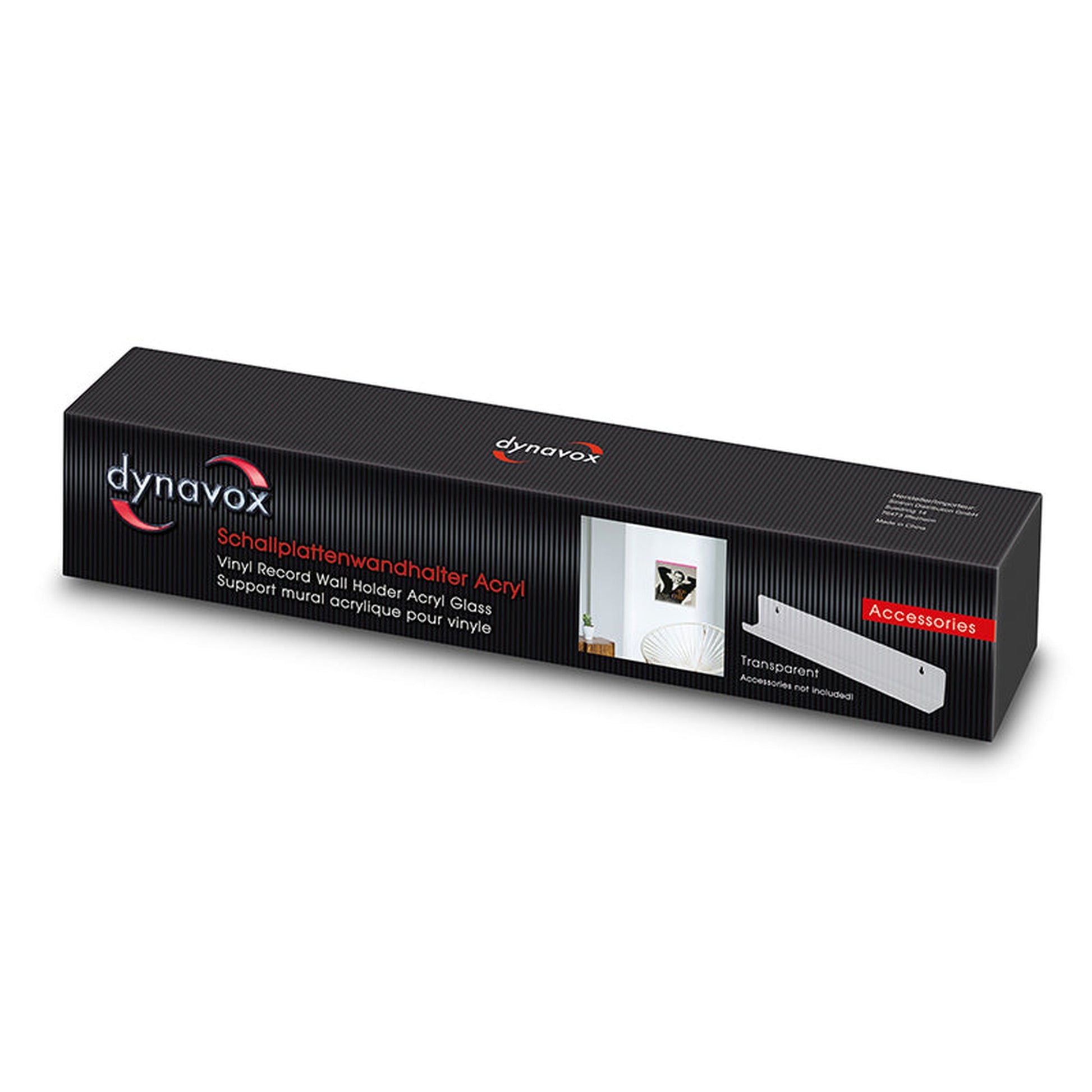 Dynavox Schallplatten-Wandhalter Acryl Transparent Verpackung Farbkarton