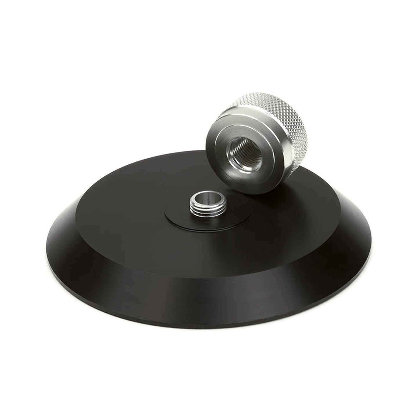 Dynavox VC80 Schallplattenklemme Aluminium Detailansicht gelöste Klemmschraube mit Gewinde
