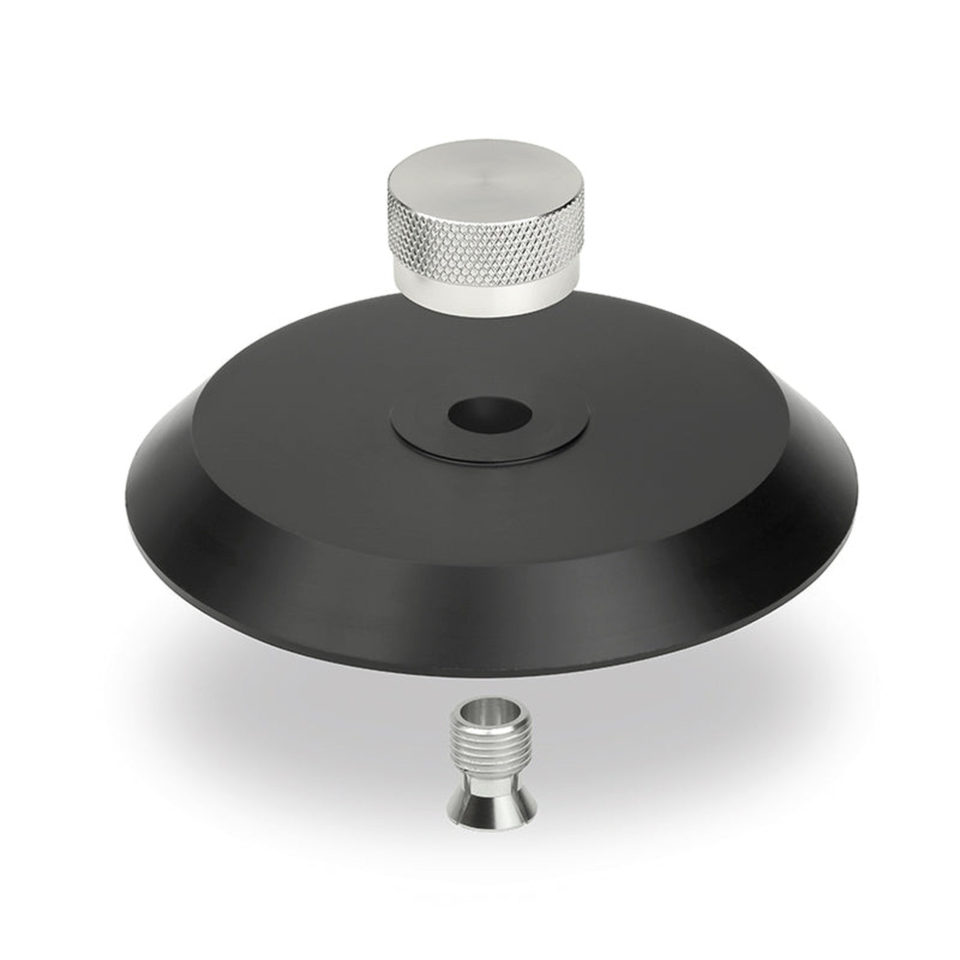 Dynavox VC80 Schallplattenklemme Aluminium Setansicht mit separatem Gewindeadapter