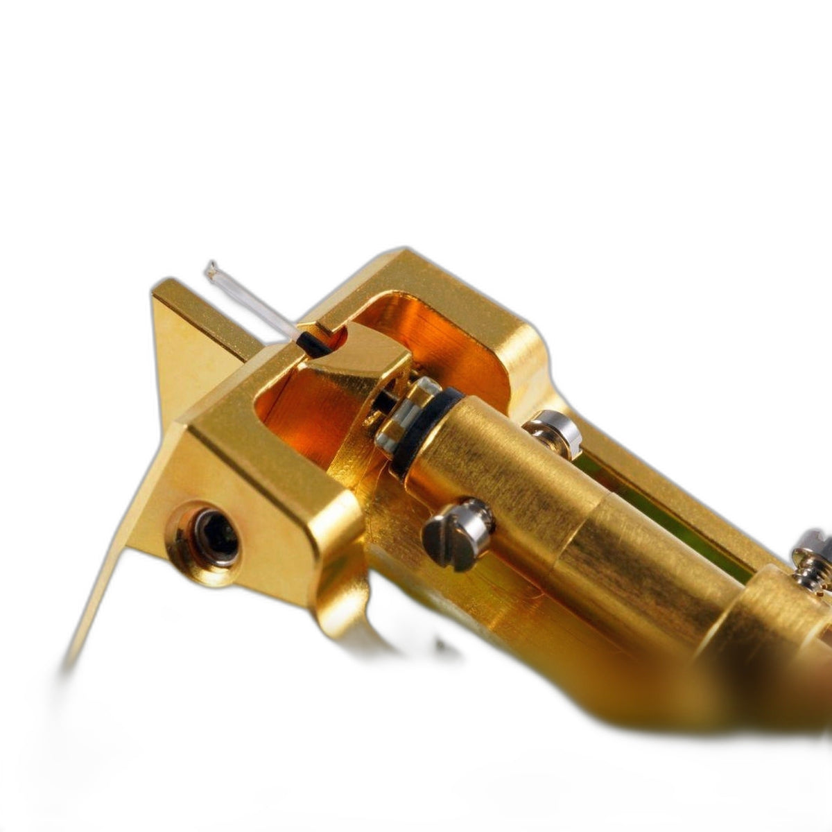 EMT JSD Novel Gold MC-Tonabnehmer mit Goldspule, Detailansicht Nadelträger und Generator