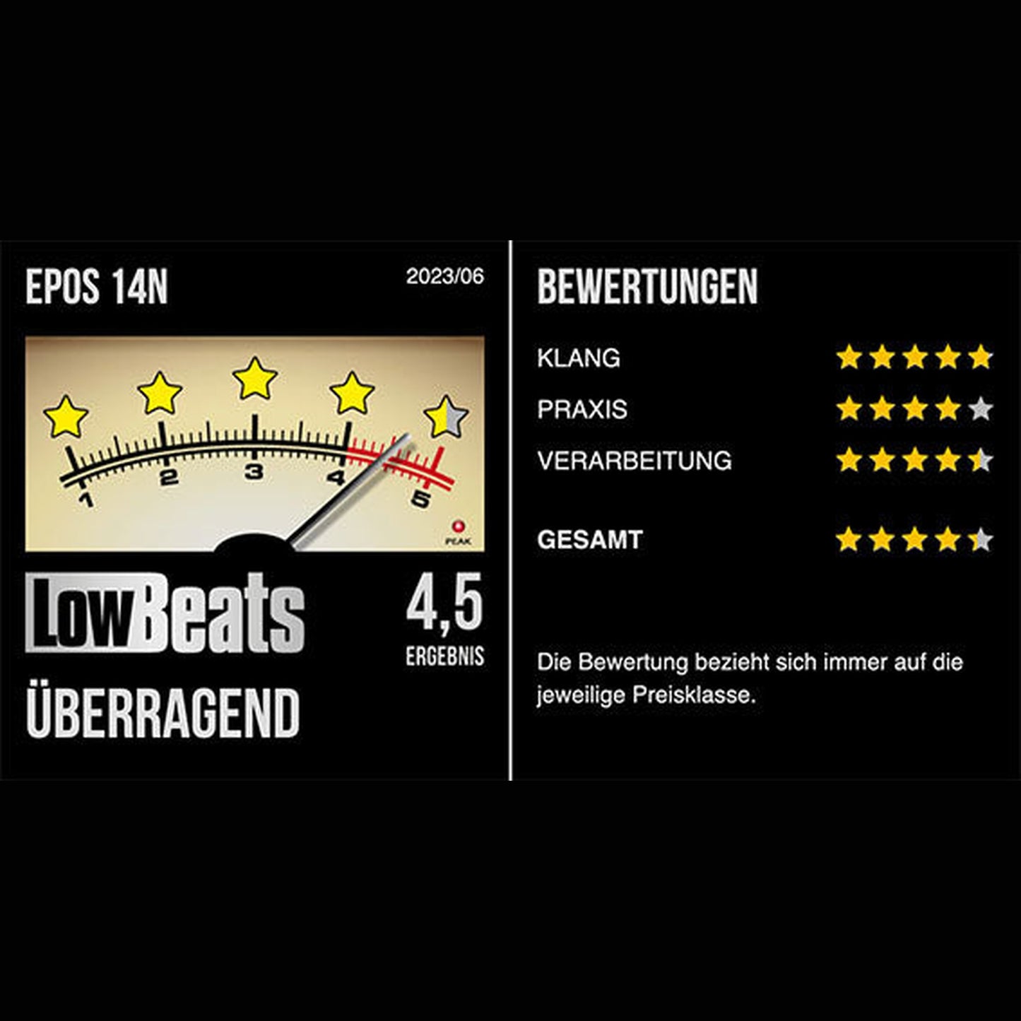 Epos ES-14N Auszeichnung LowBeats Bewertung 4,5 überragend